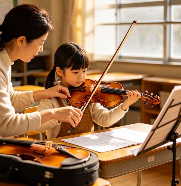 violin lesson scene